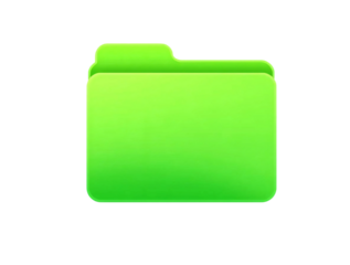 Green folder icon isolated on transparent background