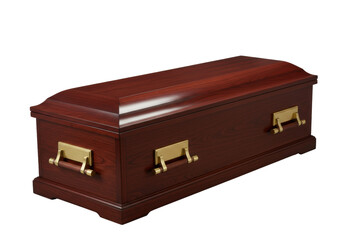 Isolated wooden coffin in a studio setting, a traditional final resting place element