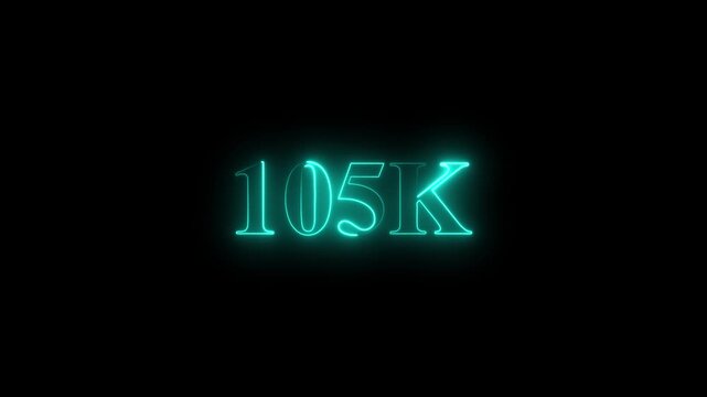 Thank you 105k followers. realistic neon sign animation. Confetti celebrate party effects, social media milestone motion graphics animation. 4k