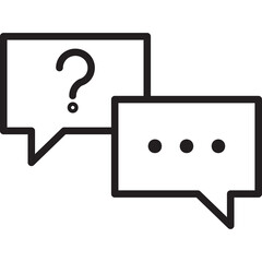 Question Mark And Three Dots In Speech Bubbles Representing Conversation And Inquiry On Transparent Background Simple Line Art