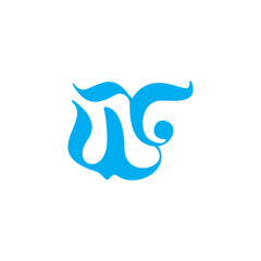 letter wt simple curves flow logo vector