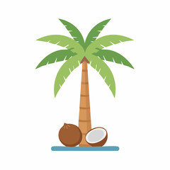Single tropical coconut tree vector illustration perfect for beach landscape nature poster or summer holiday decoration