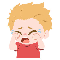 illustration of a crying boy on a transparent background