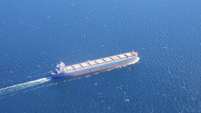 Footage of oil tanker ship sailing through the Baltic Sea.