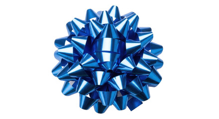 Isolated shiny blue bow for presents, wrapping gifts and celebration decorating; single item