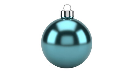 Isolated, shiny metallic blue-green Christmas ornament for a holiday tree or decoration