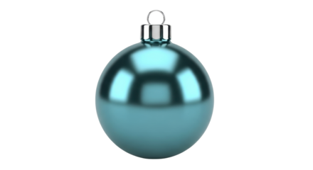 Isolated, shiny metallic blue-green Christmas ornament for a holiday tree or decoration