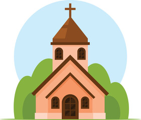 Wild West Church Vector Illustration
