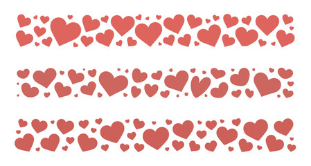 Romantic hearts background borders for Valentines day and love concept,  vector illustration