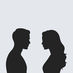 Silhouetted Couple Facing Each Other Romance and Relationship Conceptual Illustration,   vector illustration Vector