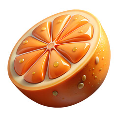 slice of orange on white background