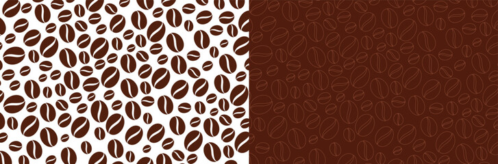 Coffee beans pattern background set.  Coffee Bean Seamless Pattern for Packaging Design.