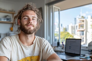 Freelance social media manager executing digital advertising remotely