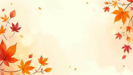 Autumn Maple Leaves Border in Soft Watercolor Style
