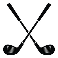 Iconic crossed golf clubs silhouette symbol for sports recreation and club house design silhouette