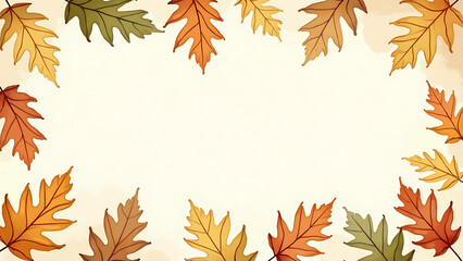 Oak Leaf Watercolor Border Background
