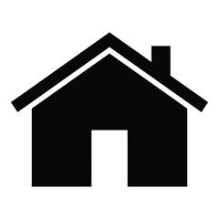 Simple black house icon graphic representing home and real estate silhouette