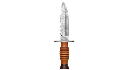 Isolated survival knife close-up, a weapon or tool for outdoor adventurers and bushcraft users