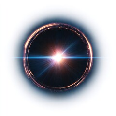 Bright light explosion with blue and orange colors isolated on white background, a cosmic event