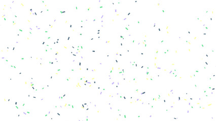 Cheerful confetti falling against a pure white background is festive