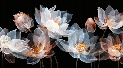 Lotus flower in perspective on white background