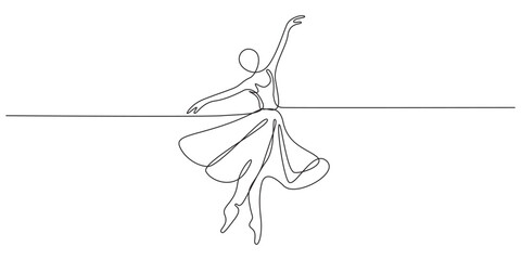 Dancing Girl one line art vector illustration,5