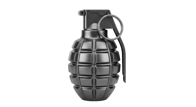 Isolated hand grenade weapon, military equipment, defense, war, armed explosive devices
