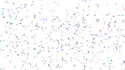 Festive confetti scattering on a white backdrop for a cheerful effect