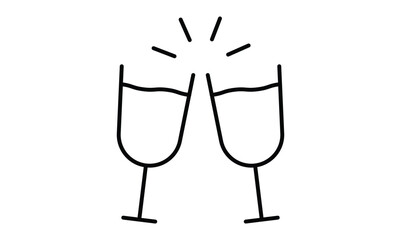Clinking glasses outline icon isolated on transparent background. EPS 10.