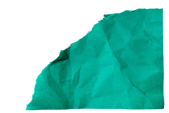 Green torn cardboard isolated on a transparent background