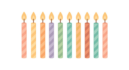 birthday candle set birthday flat vector illustration style isolated on white background