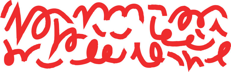 Bold red crayon drawn graphic punk rock shapes and doodles fun messy art
