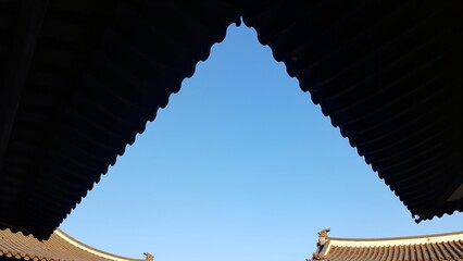 Traditional eaves triangular frame composition