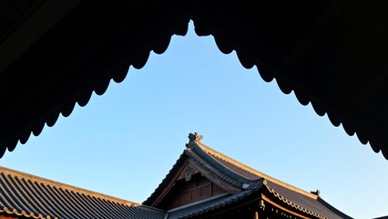 Traditional eaves triangular frame composition