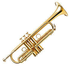 Obraz premium Golden trumpet musical instrument on a black background