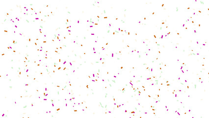 Colorful confetti scattered on a white background creates a festive feeling.