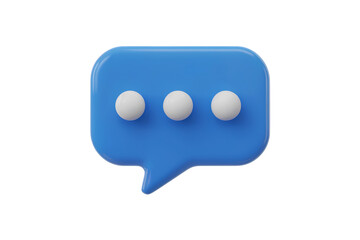 Fototapeta premium 3d icon illustration of blue speech bubble with white dots . Isolated on transparent background, png