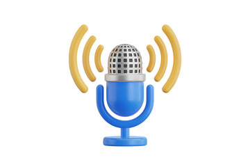 3d icon illustration of Microphone audio recording podcast concept . Isolated on transparent background, png