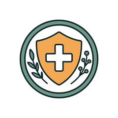 Obraz premium immune boosting label and badge flat vector illustration style isolated on white background