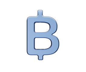 Shiny light blue 3D Thai Baht currency symbol. Finance, Thailand economy. 3d illustration