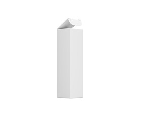 Blank white tall packaging box with an open top flap, ready for branding mockup., 3d illustration