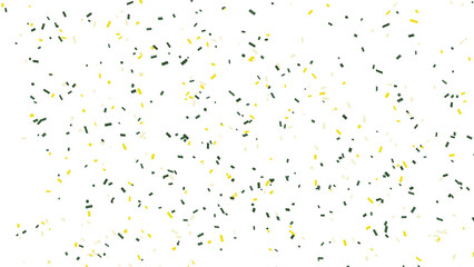 Festive confetti burst in shades of green, yellow, and off-white