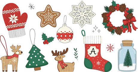 Festive Christmas Icons and Decorations for the Holiday Season