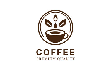 Coffee Shop Logo Design Template. Coffee bean vector illustration.  Black coffee cup icon. 