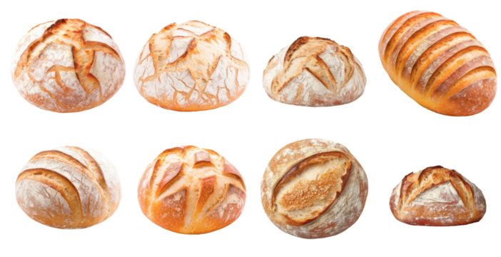 Artisanal Breads: An array of freshly baked, crusty breads with unique textures and patterns are presented, appealing to the eye and promising a delightful culinary experience.