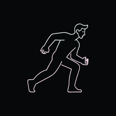 Neon Running Man Icon - Retro Glow Effect Vector