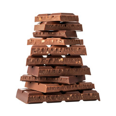 Stack of Milk Chocolate Bars with Nuts isolated on a transparent background