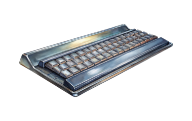 Artistic Rendering of a Futuristic Metallic Keyboard on a Black Background