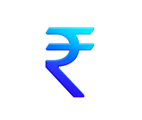 Vibrant 3D Indian Rupee symbol with a blue gradient for financial concepts. 3d illustration