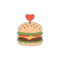 doodle burger pattern background. doodle fast food burger seamless pattern background. seamless pattern of hamburger in doodle style. Seamless Pattern of a Cheese Burger or Hamburger.Burger with stick